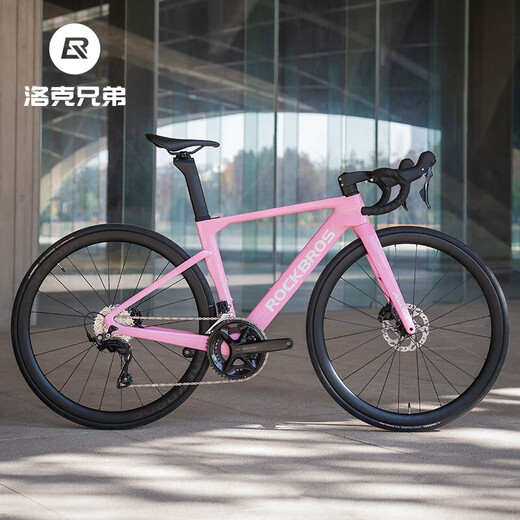洛克兄弟（ROCKBROS）公路车碳纤维T700自行车105电变气动破风弯把碟刹竞赛车 粉色(禧玛诺R7170套件) 定制尺寸联系客服