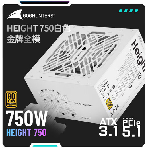 Great Wall Liejin H Series Gold Medal Full Module Desktop Host Desktop Computer Power Supply Leakage Monitoring/Single 12V/Full Voltage/Automatic Start and Stop ATX3.1 H7 750W Gold Medal Full Module/White