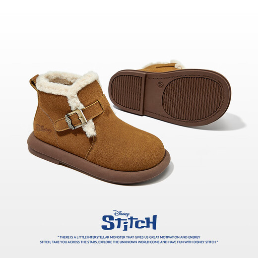 Disney children's shoes girls winter plus plush fur shoes warm Birkenstock shoes children's snow boots DST1026 brown size 29