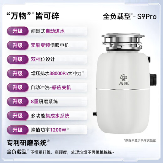 Yuku S6Pro fully loaded garbage disposer fully automatic water inlet household kitchen waste food sink grinder upgraded model S9Pro cloud white fully loaded