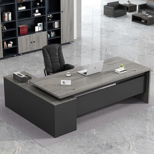 AOVIELOAN Desk Simple Modern Manager Desk Office Furniture Executive Desk President Supervisor Desk and Chair Combination Boss Desk Gray Oak Total Length 180+ Width 80+ Side Cabinets