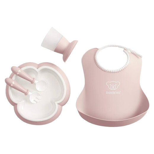 babybjorn宝宝餐具套装儿童礼物防摔辅食叉勺碗婴儿礼盒送礼5件套浅粉色