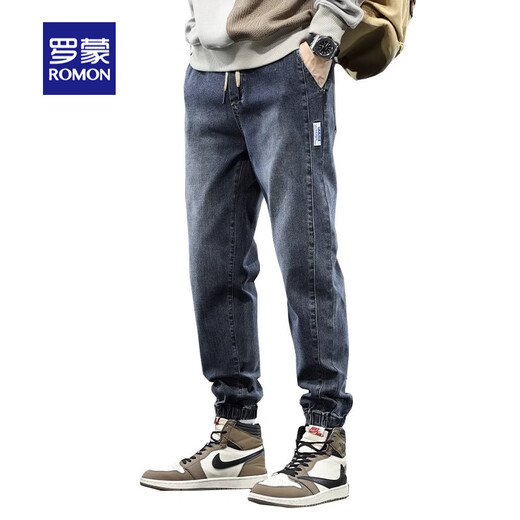 Lomon Jeans Herren Sommer Dünner Stil 2025 Neue, vielseitige trendige Harun bindet Neun-Punkte-Gelegenheitshose für Männer, Herrenkleidung blau grau m