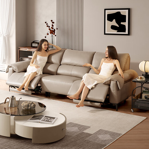 Gujia Home Furnishing (Kuka) [Serie de nubes] Sala de estar de sofá de pared de pared cero italiano 6212 Color de avena de 3 personas Electrice Electric