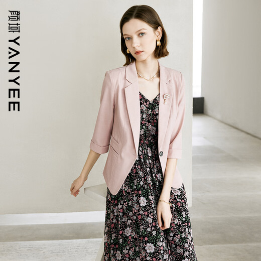 Yanyu Fashion Blazer Women's 2024 Summer Suit Simple Temperament Commuting Professional Thin Suit Pink 1 L/40