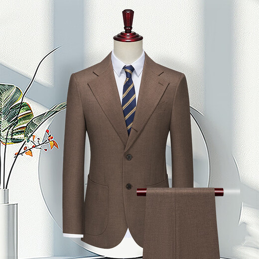 DVHNMK luxury brand men's suit suit men's formal wedding dress business casual single-breasted high-end suit beige (suit + trousers) ready for delivery M (recommended 95-110 Jin Jin equals 0.5 kg) ready for delivery