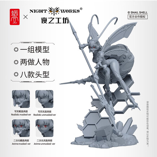 玩童日记夜之工坊NightWorks 蜗之壳授权 三叶/嗡酱 1/24微缩塑料拼装模型 MBP-001 嗡酱/三叶