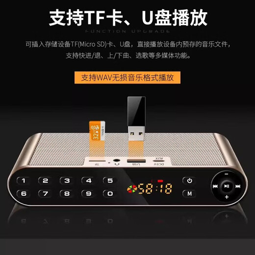 科凌蓝牙音响带收音机一体可插U盘能插卡优盘插耳机音箱家用迷你便携小型无线低音炮高音质大音量喇叭 黑色I多功能版I数字点歌版播放器