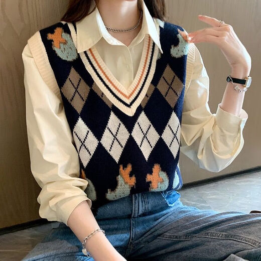冉艺岚针织马甲外穿女感新款特大码毛衣胖针织外穿宽松马夹慵懒风 黑色9901单件马甲 5XL 均码 码200-230斤