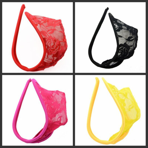 Adult products men's special sexy fun underwear men's C-string pants European and American invisible thong buds red