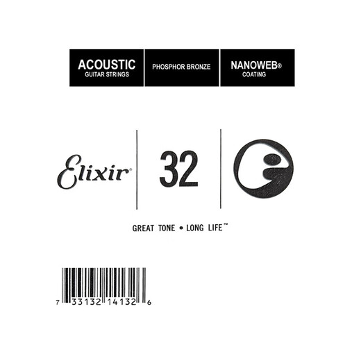 elixir 伊利克斯琴弦 一弦单根民谣电吉他单弦1弦2弦3弦 Elixir原装单弦 14132【032民谣四弦，磷铜】