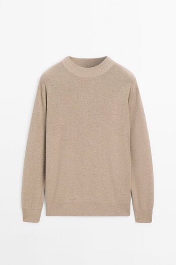 
Massimo Dutti discount upgrade 2025 men's casual simple style turtleneck sweater pullover knit sweater 00927390 Taupe M (2)