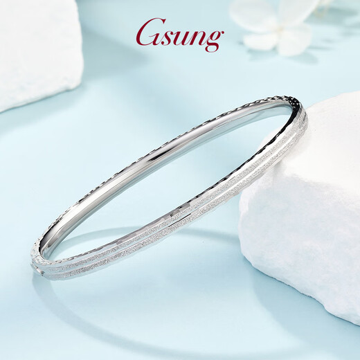GsunG platinum bracelet women's new model PT950 double nail sand imperial concubine bracelet platinum laser face open bracelet shiny and fashionable custom made gold special shot single shot invalid will not be shipped