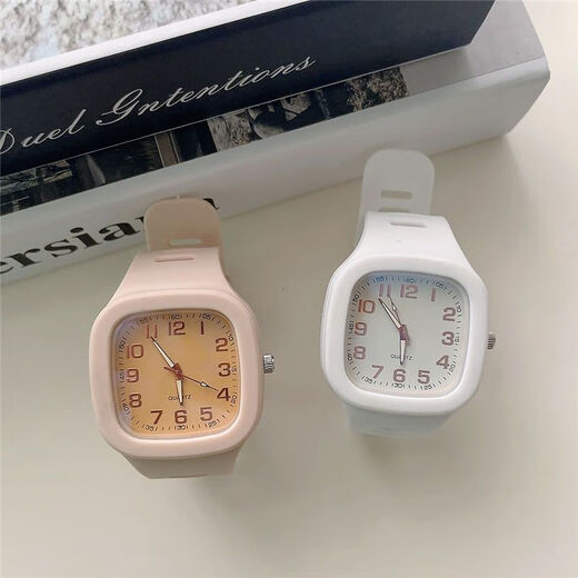 Esté atento a los exámenes de estudiantes de secundaria y senior de estudiantes de secundaria Ins Nicho de Nicho Square Square Simple y versátil de cuarzo Electronic Watch 7027 Boxe Digital Cinnamon Box + Battery