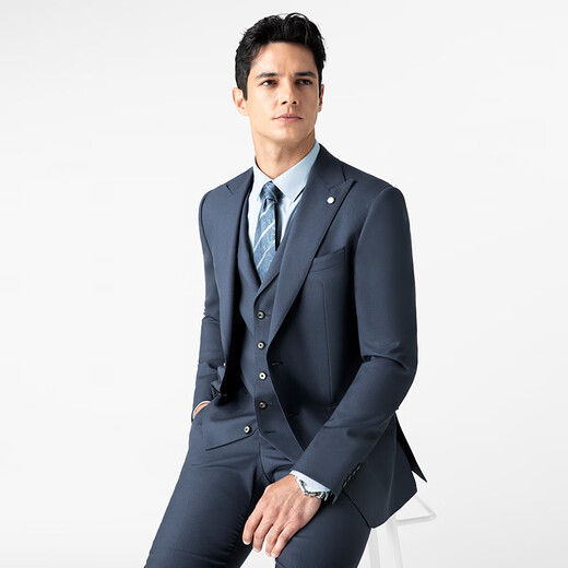 VICUTU [Little Blue Plus] Men's Suit Top Comfortable and Easy-to-Preparable Jacket Groom Wedding Gown Top 175B or Pants 84B Vest