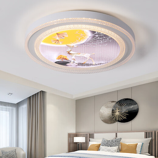 Jihuo Lampe de Chambre Nouvelle Célébrité Internet LED Plafonnier Lampe de Chambre Ronde Lampe de Chambre Principale Moderne Simple Restaurant Lampe d'étude Xiaolu Diamètre 50CM Trois Couleurs 36 Watts