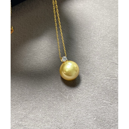 Fat Donglai's same style South Sea white pearl pendant nearly 12mm Australian white pearl necklace Princess Diana model Hao Shi female perfect round extremely strong 12mm gold pearl color