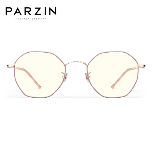 帕森（PARZIN）防蓝光眼镜架 修颜金属多边护目镜学院风男女可配近视眼镜PZ15738 粉框金边（配镜请联系客服）
