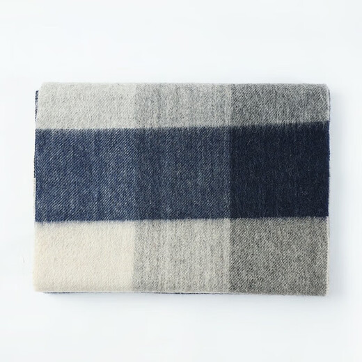 The Da Vinci Code pure wool scarf for men in autumn and winter new high-end versatile warm scarf as a birthday gift for boyfriend and husband 5# large grid gray blue and white