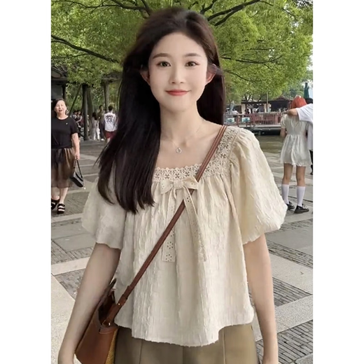 梦伊蓝（MENGYILAN）洋气夏季孕妇装套装甜美小清新减龄短袖孕妇上衣辣妈怀孕期托腹裤 蝴蝶结上衣+卡其托腹短裤【套装 L【建议100-120斤】