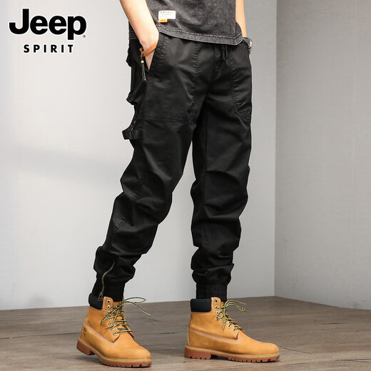 Jeep Spirit Casual Hosen für Männer Winter plus Samt verdickte Jugendsporthosen lose Krawatten Arbeitspants lange Hosen für Männer 679 Khaki plus Velvet 32