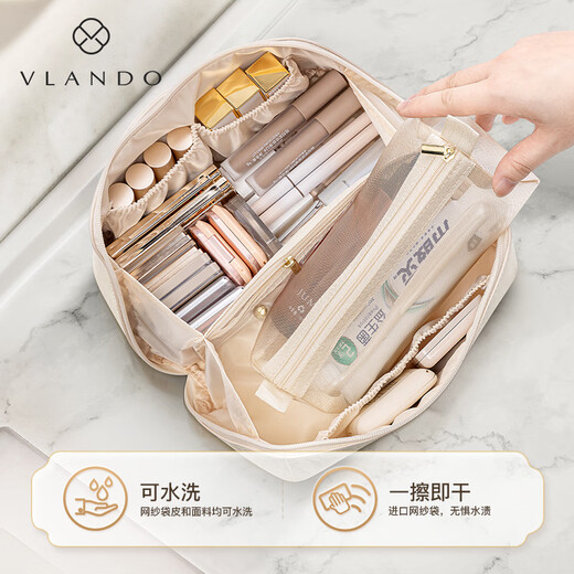 Weilando national style makeup bag new large capacity portable travel storage bag birthday gift for girlfriend sand pink