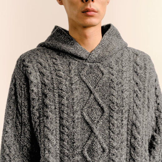 Sketch men's 2025 spring and summer new product environmentally friendly thick needle single-sided long-sleeved sweater hooded loose retro 9P1315050 071 gray S