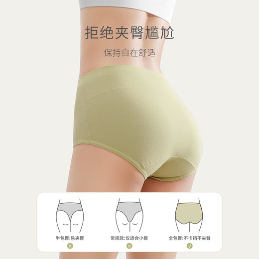 YOUNGYELL Women's Underwear Women's High Waist Pure Cotton 10A Antibacterial Large Size 200Jin Jin equals 0.5kg Seamless Tummy Control and Hip Lifting Women's Underwear 4 Pairs