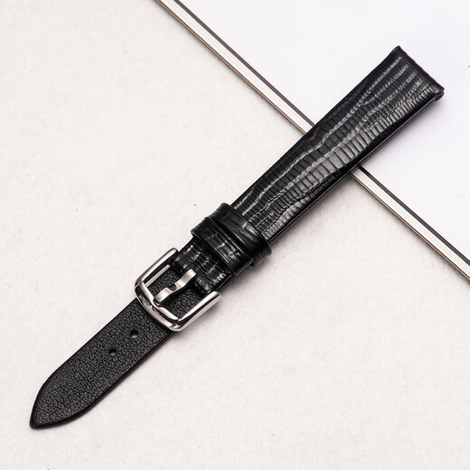 
Adapted to Armani women's genuine leather strap AR11148 11390 11146 lizard pattern 14 cowhide watch strap black-silver pin buckle 14mm