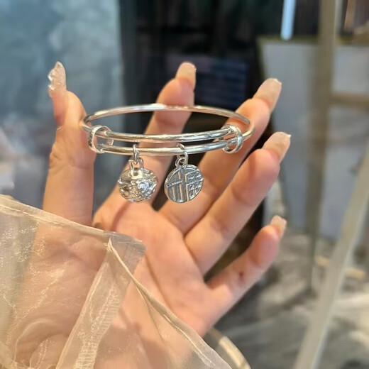 莫比乌斯环在逃公主蝴蝶结铃铛手镯女开口可调节闺蜜手环气质首饰 M1479【双环福字手镯1个装】