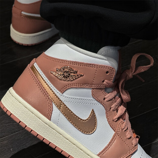 耐克（NIKE） Air Jordan 1 Mid AJ1 蓝色 防滑耐磨运动舒适复古休闲篮球鞋 FB9892-670粉色 36.5