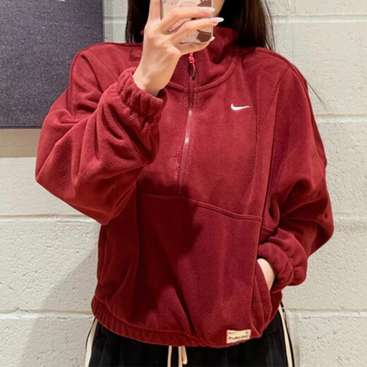 耐克（Nike）外套女装2025春季CNY蛇年新年款运动服休闲针织半拉链卫衣套头衫 HV8465-677红色新年款 XL