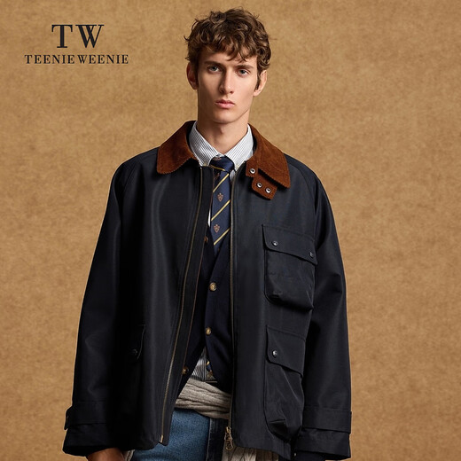 Teenie Weenie Bear Men's Autumn and Winter New Comfortable Simple Style Casual Jacket Men's Winter Lapel Warm Jacket Men Navy Blue L 175