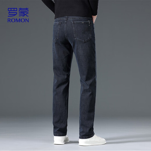 罗蒙（ROMON）牛仔裤男秋季简约潮流裤子男士直筒百搭男裤NZ205 黑色 31 