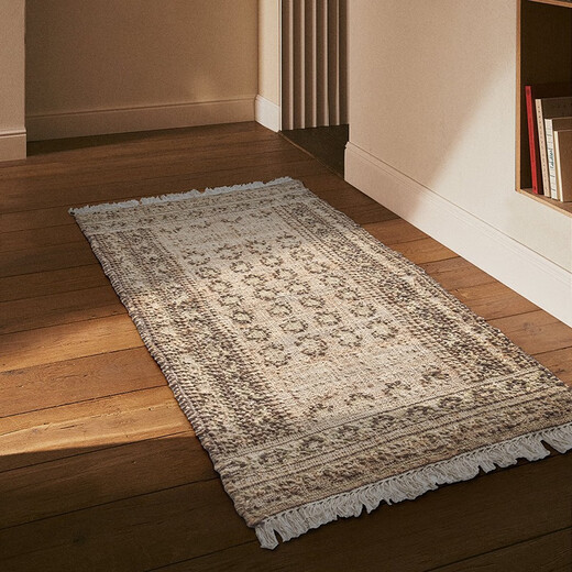 
Visual flavor imported handmade natural jute carpet retro living room bedroom versatile living room floor mat SD-15886 80x150CM 80x150CM suitable for bedside