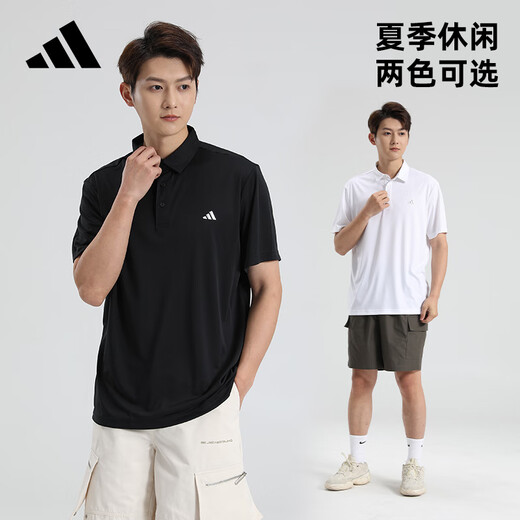 adidas阿迪达斯 短袖T恤男新款商务翻领POLO衫短袖夏季快干休闲运动短袖 黑色 IN6626 XL 建议80-90kg