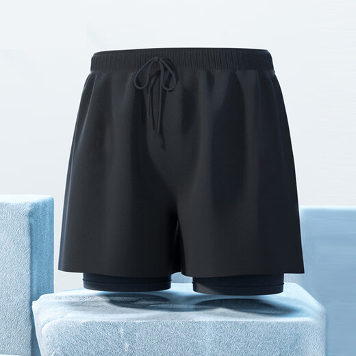 Xinnan swimming trunks men's loose quick-drying large size anti-embarrassment boxer beach shorts professional hot spring swimming equipment black men's swimming trunks 100-140Jin Jin equals 0.5 kg