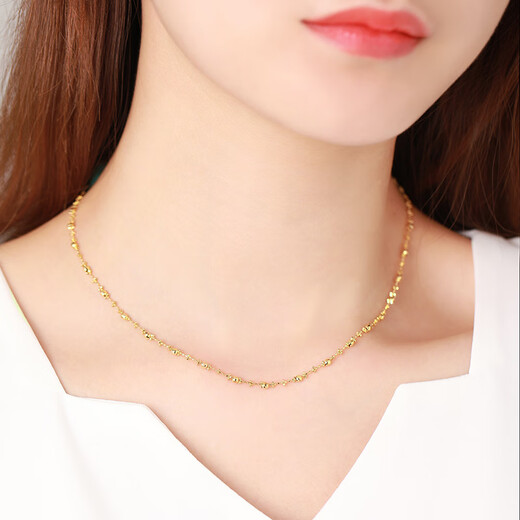 Zokai yellow 18K gold necklace gold bead pendant simple and versatile birthday gift X00682