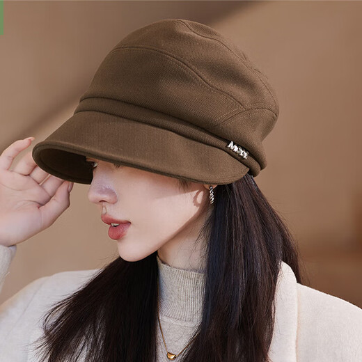 Jimmy Leaf 2025 Korean version of the new temperament duck tongue fashion simple splicing hat women's autumn and winter warm windproof basin hat beret black