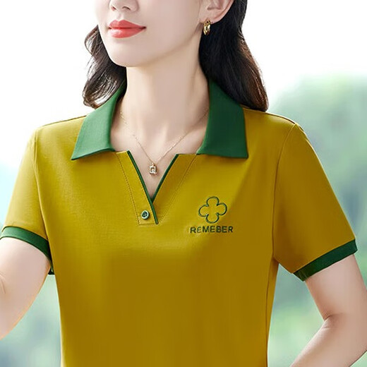 Yuman High-End-Baumwoll-Kurzärärmel-T-Shirt für Frauen 2025 Sommer New Sports Damen T-Shirt Polo Shirt COREAN CLASSION RUNK 880 Pink 3xl 130-140jin [Jin ist gleich 0,5 kg]