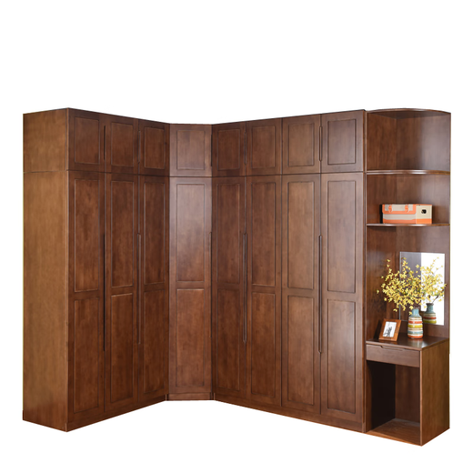 Baiyuntang whole house custom-made large wardrobe cabinets all solid wood cypress wood ash wood corner cloakroom free combination full wall to top custom deposit