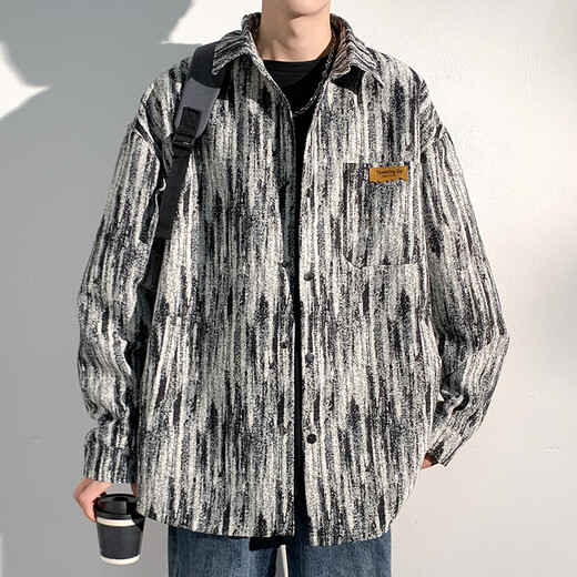 
Liangzi Fatty Large Size Denim Jacket Men's Spring and Autumn Baseball Clothes Trendy Brand Denim Jacket Loose Large Size Set Jacket Men A001-J683 Black 5XL 205-240Jin [Jin equals 0.5 kg]