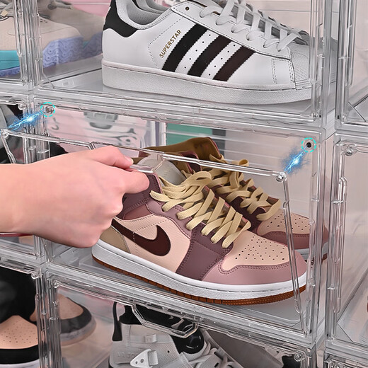 Yong Huan Full Hard High Transparent Shoe Box Shoe Wall Magnetic Absorption Box Sneaker Box Magnetic Side Opening Dustproof Anti-Oxidation Six Sided Wall Cabinet Ten Packs Six Sided High Transparent Side Opening Product Explanation Video Right