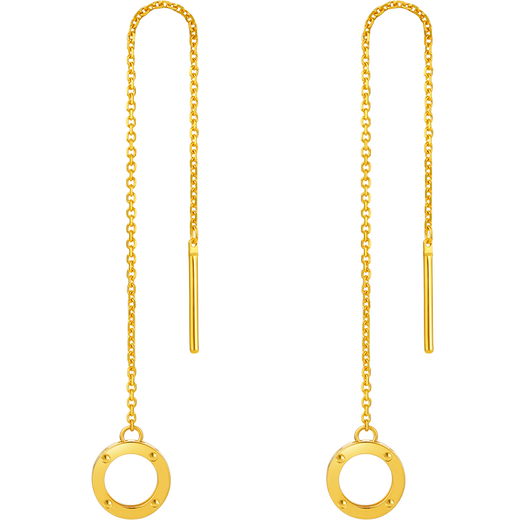 Saturday blessing yellow 18K gold earrings for women, interlocking gold earrings birthday gift C0911384 pair