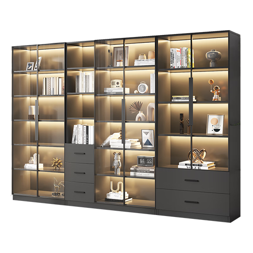 Chugong solid wood bookcase with glass door can be customized for home living room integrated wine cabinet hand-made display combination storage storage cabinet 40cm single door elegant white