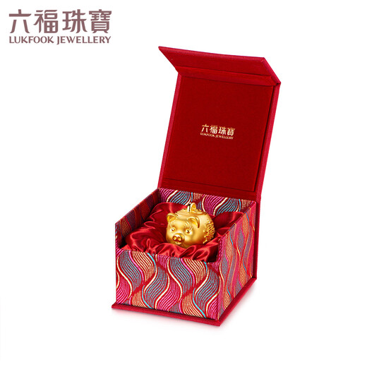 六福珠宝足金金猪存钱罐黄金摆件存金豆子纪念品送礼 计价 L11TBGA0001A 9.85克(含工费1241元) 小版