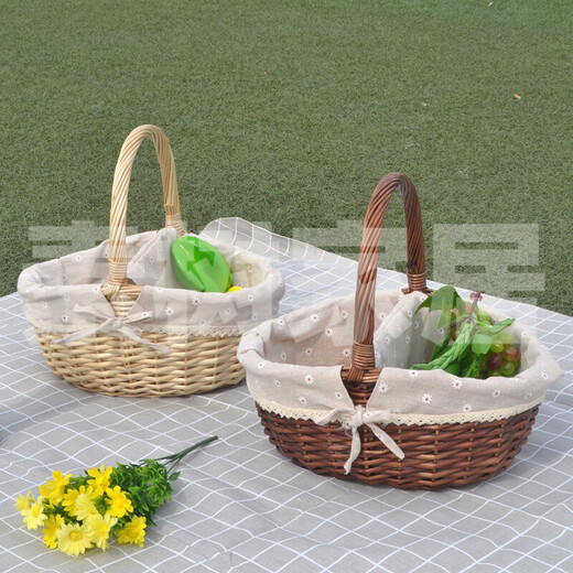 Sushu Home Covered Towel Basket with Cover and Partition Willow Rattan Picnic Basket Shopping Gift Basket Hotel Property Haidilao Towel Cleaning Basket Brown Linen Large Size