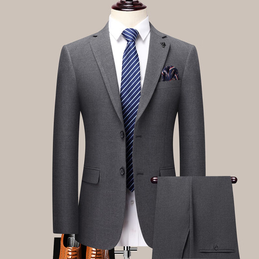 Charge High-End-Anzug Herbst und Winter neuer koreanischer Stil Slim Fit Zwei-Tiefe Business Casual Professional Anzug Jacke 2603 Blaue Streifen [zwei Schnallen und mittlere Schlitze] S 165/46 Größe [Empfohlen 105-120 Jin [Jin gleich 0,5 kg]]]