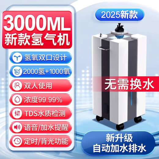 科司德德国品牌氢氧机老人家用氢气机小型便携制氢机氢氧呼吸一体吸氢气 自动加水【3000ML氢氧机免换水】双人温控+净化