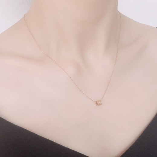Fat Donglai same style 18k gold small waist necklace 18K gold au750 color gold rose gold pendant clavicle chain set chain single pendant